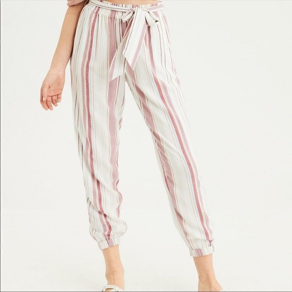 American Eagle Striped Belted Soft Jogger Pant